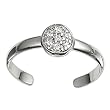 Sterling Silver Fashion Toe Ring - Floral wtih Clear CZ - 2mm Band Width
