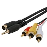 15 FT / 4.6 M S-VIDEO + 3.5mm Audio TO 3-RCA COMPOSITE AV CABLE FOR LAPTOP TV, Black