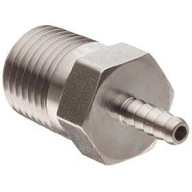 Parker 2-2 316 Stainless Steel Barb Connector To Male Pipe 1/8" Hose Barb 1/8" Male NPT