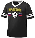 Russian Flags International Soccer Mens Ringer T-shirt, Russian Federation Soccer Men's V-Neck Soccer Style Shirt