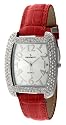 Peugeot Women's Silver-Tone Swarovski&reg; Crystal Accented Red Leather Strap Watch #342RD