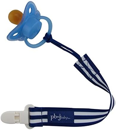 Universal Pacifier Clip Paci Holder Teether Clip Soothie Pacy (Blue/White Stripe)