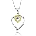 14k Two Tone Gold Yellow Diamond Heart Pendant Necklace - 0.10 carat