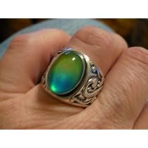 Mood Ring Sterling Silver Man or Ladies Mood Color Meanings Chart