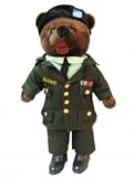 Stuffed 20 teddy bear in personalized custom embroidered U.S. Army Service Green Military Uniform