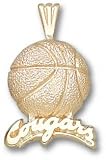 Washington State Cougars Solid 10K Gold ''COUGARS'' Basketball Pendant