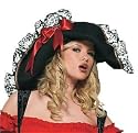 Black Swashbuckler Pirate Hat Adult Sexy Costume Accessory - One Size Fits Most Women