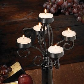 Scroll Wine Bottle Candelabra 5 Tealights