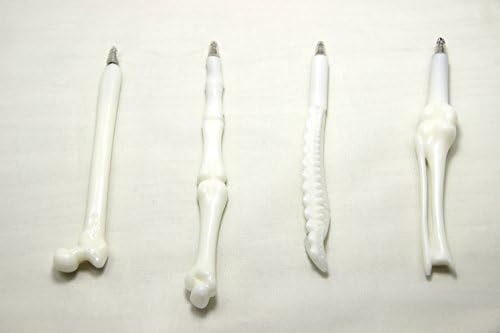 NAKIM White Artificial Skeleton Bone Ballpoint Pen with Ink Refills for Health Care Friends, Pack of 4