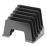 IMAGE OF Universal - Incline Sorter, Five Sections, Plastic, 8w x 5 1/2d x 6h, Black - Pack of 8