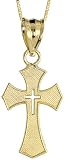 10ct Yellow Gold 18 Thin Box Chain, w/ 13/16 (21mm) tall Maltese Cross Pendant