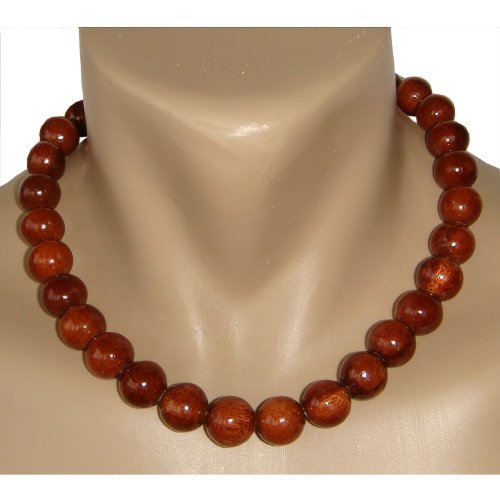 Hawaiian Large Koa Wood Bead Necklace Choker From Hawaii