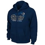 NFL Men's St. Louis Rams Touchback IV Adult Long Sleeve Fullzip Hooded Fleece (Athletic Navy, Small)