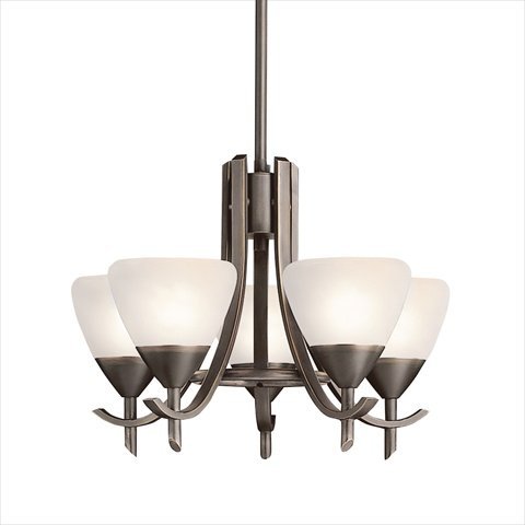 Kichler Lighting 1678OZW Olympia 5-Light Chandelier, Olde Bronze Finish with Satin Etched White Glass On Sale