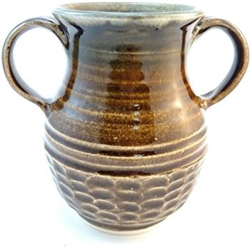 Ceramic Vase with two handles in earth-tone colors