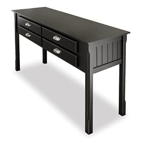 Console Hall Table with Drawers in Black