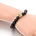 Long Way Natural Lava Rock Matte Agate Bracelet Lion Head Elastic Strand Bangle for Women and Men