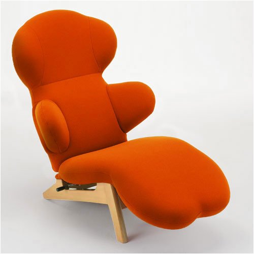 リクライニングチェア　HUG LOUNGE CHAIR-W(ハグラウンジチェア ウッド)：オレンジ