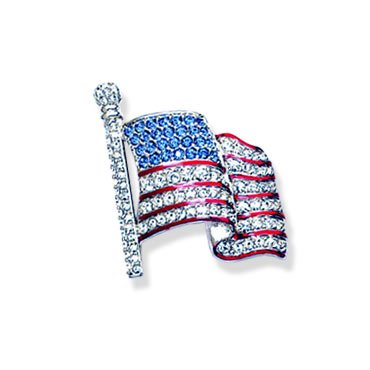 Swarovski Crystal American Flag Brooch