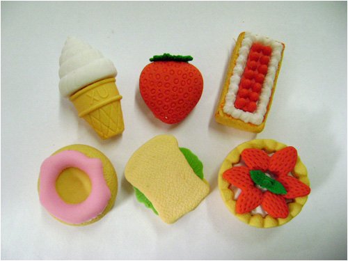 Japanese Fun: Set of 6 Snack Shaped Erasers