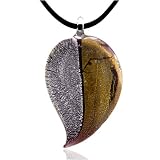 Gold And Silver Leaf Murano Glass Necklace Pendant