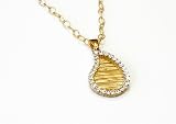 14K Yellow Gold Matte-Finish Tear-Drop Pendant, Eenhanced With Pave Set Diamonds Sliding on A 16 Textured Open Link Necklace. ( c.t.t.w. 0.50CT, G-H Color, SI-Clarity ).