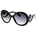 FreshGadgetz Designer Oversized High Fashion Sunglasses w/ Baroque Swirl Arms (Black)
