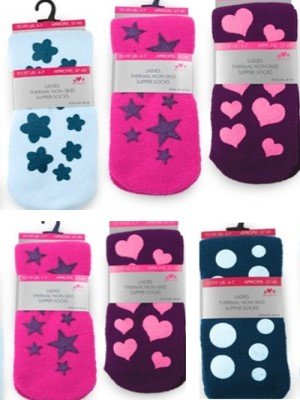 6 Ladies Thermal non skid slipper sock