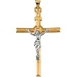 14K Two-Tone Gold Crucifix Pendant - 35.00x24.00mm
