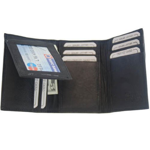Mens Black Leather Wallet Lambskin 