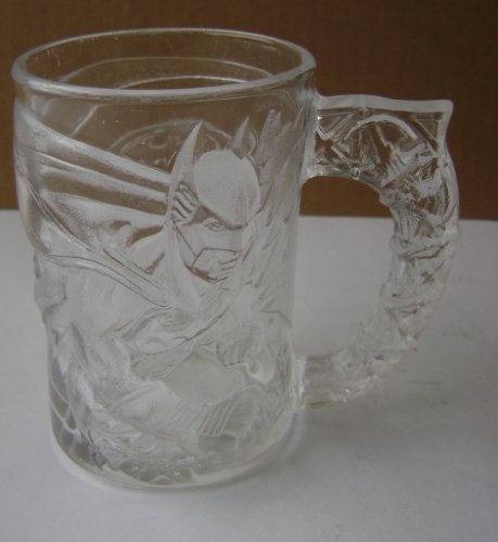  Collectible Batman Forever Glass Drinking Cup Mug - 4 1/8 inches x 2 7/8 inches - Batman and Gotham City etched in on glass - From McDonalds