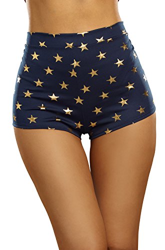 Super Star Shorts Superhero Wonder League Blue Gold Womens Costume Accessory