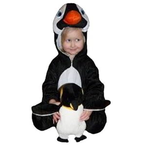 AN46 Talla 110-116. Disfraz de Pingüino para bebés y niños, cómodo de llevar encima de la ropa