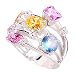 Silver Ring - Multicoloured Multi Gem Cubic Zirconia and Sterling Silver Ring