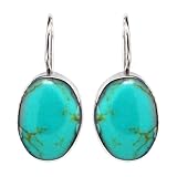 41%2BhjeMfteL. SL160  Sterling Silver Turquoise Inlay Oval Drop Earrings Reviews