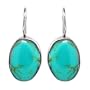 Sterling Silver Turquoise Inlay Oval Drop Earrings
