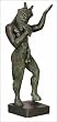Pan Playing Lute Greek Statue, green bronze finish