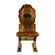 Hand-carved & Painted 25" Vintage Style Children's Wood Folding Chair - Smiling Lion Design