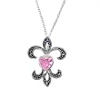 FOJO's Marcasite & Pink CZ Fleur De Lis Pendant