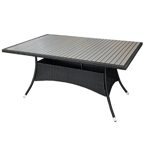 Gartentisch Alu/Rattan/Non Wood 150x96cm Anthrazit/Schwarz