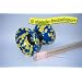 Harlekin Diabolo Mittel + Holzhandst�be / blau-gelb