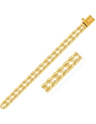 5.0 mm 14K Yellow Gold Dual Row Rope Bracelet