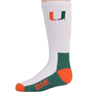 Miami Hurricanes Youth Tri-Color Team Logo Tall Socks