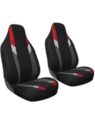 Automotive Parts and Accessories: Oxgord 2pc Integrated Flat Cloth Bucket Seat Covers, Universal Fit for Car/Truck/Van/SUV, Red Black & Gray - Oxgord