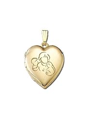 Solid 14K Yellow Gold "Mom with Two Sons" Locket 3/4 inch x 3/4 inch in Solid 14K Yellow Gold
