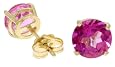 14k Solid Gold Pink Topaz Stud Earrings