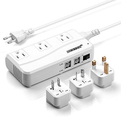 Power Converter BESTEK 200W Travel Voltage Converter 220V to 110V with 6A 4 USB Charging Ports