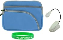 Non-OEM Amazon Kindle DX 9.7 Tri-Pocket Sleeve Case with Clip-on Reading Lights - Blue