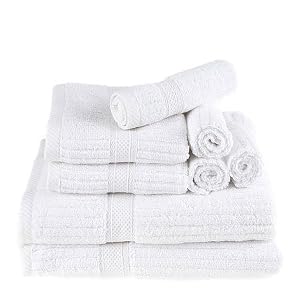 8pc Hotel Ribbed Super Soft Cotton Towel Set, Brown by