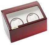 Diplomat Double Cherry Wood Watch Winder with White Leatherette